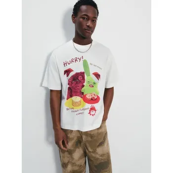 Pánská móda Tričko s potiskem Fugglers - S - House - krémový - 994GB-01X