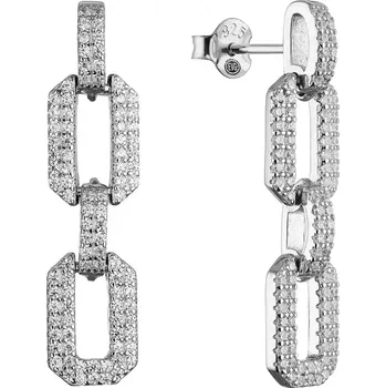 Oblečení a móda Stříbrné náušnice dlouhá očka se zirkony 11655.1