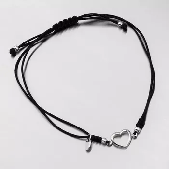 Náramek Náramek stříbro 925 provázkový se srdíčkem BST-14558 délka 20 cm