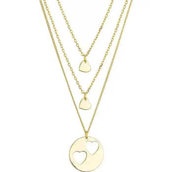 Náhrdelník Evolution Group Sada tří náhrdelníků pozlacených se srdíčky Máma & dcery OB39