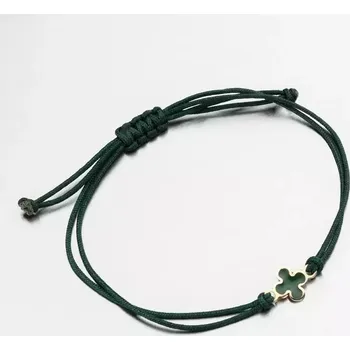 Náramek Náramek žluté zlato 585 šňůrkový sem čtyřlístkem LT14-016-ZL-ZEL délka 20 cm