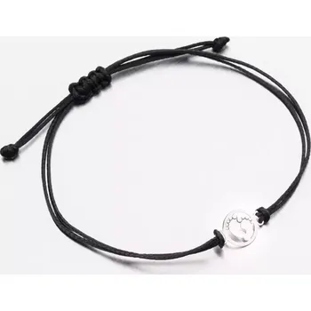 Náramek Náramek bílé zlato 585 černý provázkový s přívěskem LT14-012-B délka 21 cm