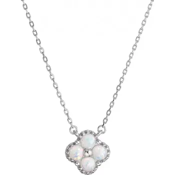 Náhrdelník Náhrdelník stříbrný opálový čtyřlístek 12148.1 white
