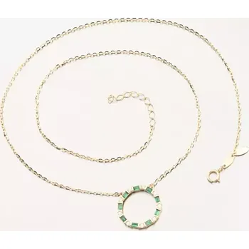 Náhrdelník Dámský náhrdelník žluté zlato 585 zirkon smaragdy 144P-151705-SMAR délka 47 cm