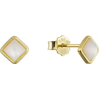 Náušnice Pozlacené stříbrné náušnice čtverečky s perletí 11704.1