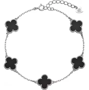 Náramek Stříbrný náramek čtyřlístky pinolit 13089.3