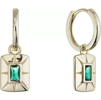 Oblečení a móda Pozlacené kruhové náušnice 11779.3 se zeleným zirkonem