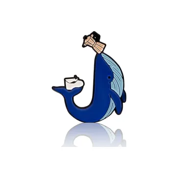 Náhradní díl pro kávovar Pinbox - Velryba s moka konvičkou - kovová brož