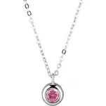 Stříbrný náhrdelník s růžovým zirkonem 12117.3 rose