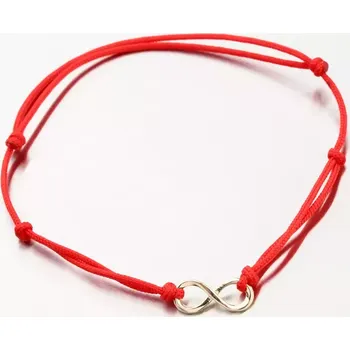 Oblečení a móda Náramek žluté zlato 585 červený provázkový nekonečno 74-5188ZL-CV délka 19 cm