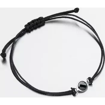 Náramek Náramek bílé zlato 585 šňůrkový s přívěskem LT14-015-B-Black délka 20 cm