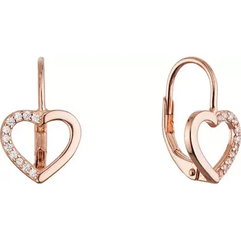 Oblečení a móda Pozlacené stříbrné náušnice srdce 11716.1 rose gold
