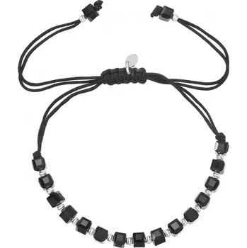 Oblečení a móda Stříbrný náramek s černými skleněnými korálky 13076.3