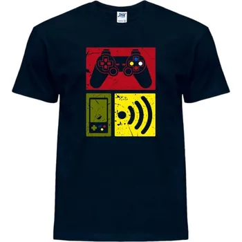 Pánské tričko levne-bavlnene-tricko-potisk-gamer Barva: Navy - tmavě modrá, velikost: XL