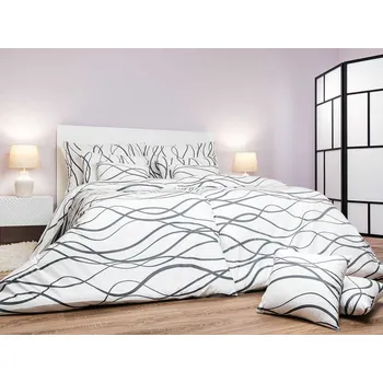 Povlečení Povlečení bavlna Vlny tmavě šedé na bílém 140x200, 70x90 cm