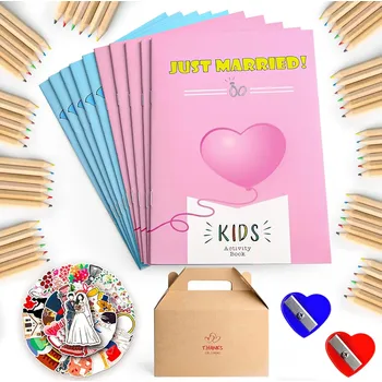 omalovánky Omalovánky s svatební hádankami pro děti s pastelkami v angličtině x10