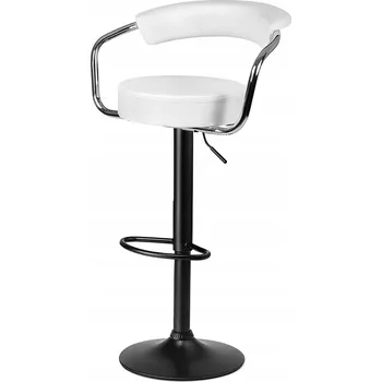 Barová židle BAROVÁ ŽIDLE VYSOKÉ OTOČNÉ KŘESLO 360° BÍLÉ OPĚRADLO ČERNÉ PRVKY AVILA