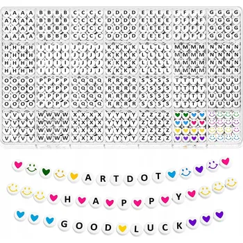 Dětské navlékací korálky Korálky na výrobu bižuterie 1400 ks akrylové 7x4 mm zlaté písmena A-Z