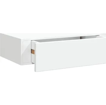 police Bílá závěsná police se zásuvkou 40 x 23,5 x 10 cm