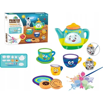 kreativní sada KREATIVNÍ KERAMICKÁ SADA K Vymalování DIY ČAJOVÝ SERVIS 14 DÍLŮ 3+
