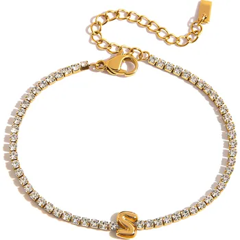 Náramek ELENYS Písmeno S – pozlacený náramek 18K žluté zlato Délka náramku: 16+5 cm / max. 21 cm