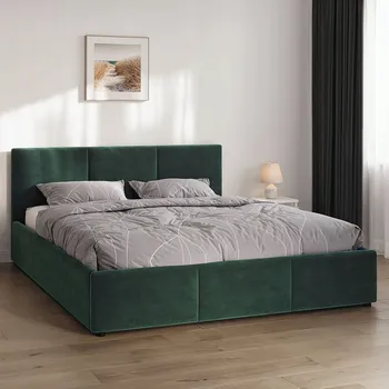 Postel Čalouněná dvoulůžková postel Jana 160x200, odstíny zelené, zeleň