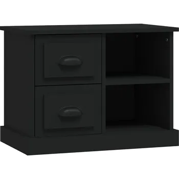 Noční stolek Černý noční stolek se 2 zásuvkami, 60 x 35,5 x 45 cm