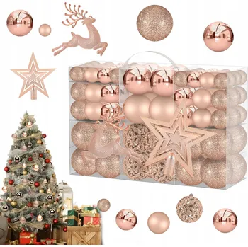 Vánoční dekorace VELKÉ VÁNOČNÍ VÁNOČNÍ BAŇKY VÁNOČNÍ SADA 120 KUSŮ + HVĚZDA