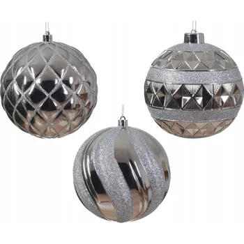 Vánoční dekorace Vánoční Koule vánoční ozdobná plastová STŘÍBRNÁ lesklá na stromeček 12 cm