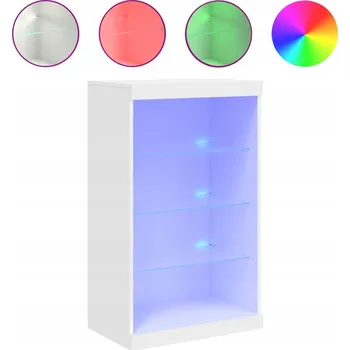 Komoda Moderní komoda s LED osvětlením, dřevěný materiál, bílá, 60 cm