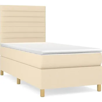 Postel Kontinentální postel s matrací 203x80x118/128 cm, krémová