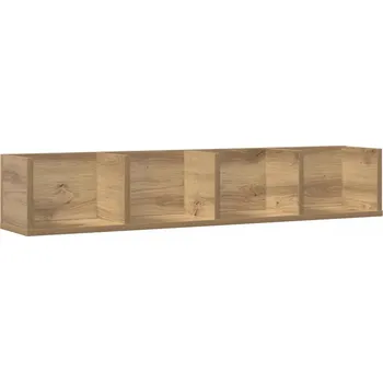 police Závěsná police dub artisan 100 x 18 x 18 cm na CD/DVD, 4 přihrádky