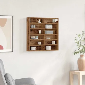 Obývací pokoj Vitrína s policí Staré dřevo 60 x 8,5 x 58 cm kompozitní dřevo