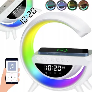 Hodiny ŁADOWARKA INDUKCYJNA LAMPKA LED RGB GŁOŚNIK HODINY RÁDIO BUDÍK GAMING 15W