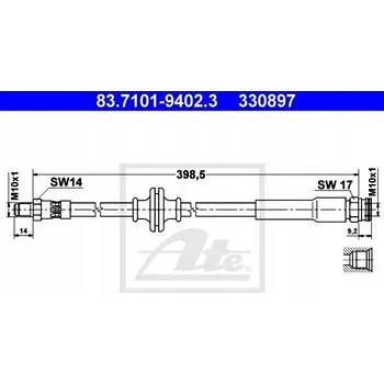 Brzdová hadice ATE 83.7101-9402.3 BRZDOVÁ HADICE ELASTICKÁ OPEL CORSA D FIAT GRANDE PUNTO