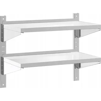 police Dvojitá nástěnná police stříbrná z nerezové oceli 75 x 40 x 60 cm