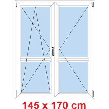 Okno Soft Dvoukřídlé balkonové dveře s příčkou 145x170 cm, otevíravé a sklopné
