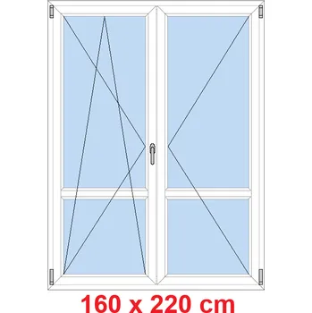 Okno Soft Dvoukřídlé balkonové dveře s příčkou 160x220 cm, otevíravé a sklopné