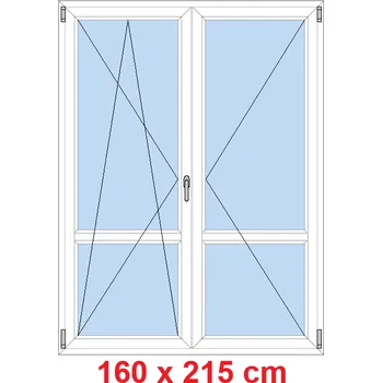 Okno Soft Dvoukřídlé balkonové dveře s příčkou 160x215 cm, otevíravé a sklopné
