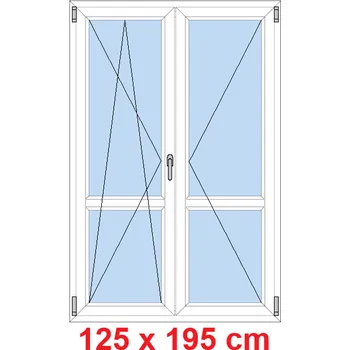 Okno Soft Dvoukřídlé balkonové dveře s příčkou 125x195 cm, otevíravé a sklopné