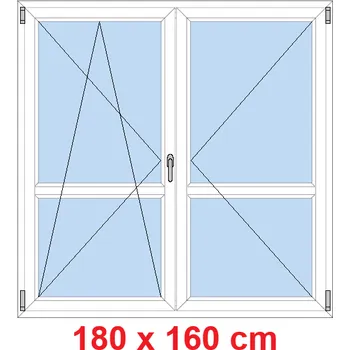 Okno Soft Dvoukřídlé balkonové dveře s příčkou 180x160 cm, otevíravé a sklopné