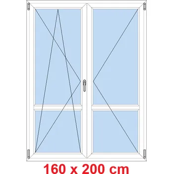 Okno Soft Dvoukřídlé balkonové dveře s příčkou 160x200 cm, otevíravé a sklopné