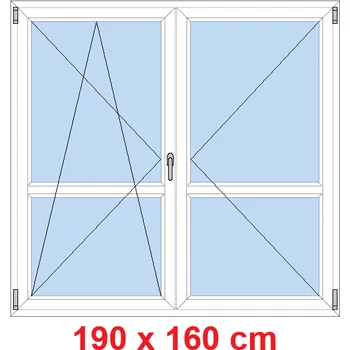 Okno Soft Dvoukřídlé balkonové dveře s příčkou 190x160 cm, otevíravé a sklopné