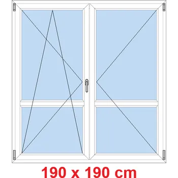 Okno Soft Dvoukřídlé balkonové dveře s příčkou 190x190 cm, otevíravé a sklopné