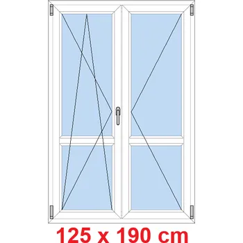 Okno Soft Dvoukřídlé balkonové dveře s příčkou 125x190 cm, otevíravé a sklopné