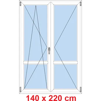 Okno Soft Dvoukřídlé balkonové dveře s příčkou 140x220 cm, otevíravé a sklopné