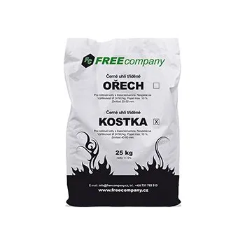 Tuhé palivo FREE COMPANY, s.r.o. Tříděné pytlované černé uhlí pro klasická kamna, kostka 800 kg