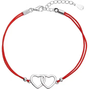 Náramek Kabbalah náramek se stříbrnými srdíčky 13050.3 red