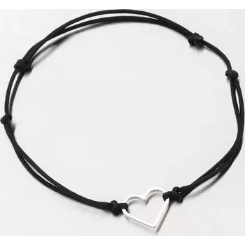 Oblečení a móda Náramek bílé zlato 585 černý provázkový se srdcem 74-5187B-Black délka 19 cm