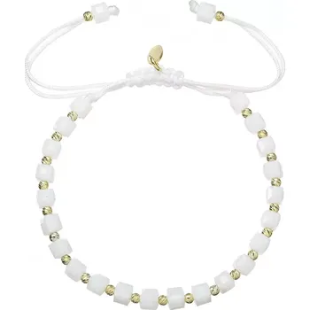 Oblečení a móda Stříbrný pozlacený náramek s bílými skleněnými korálky 13075.3 AU